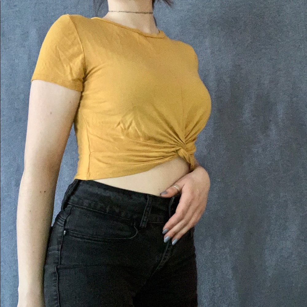 Goldenrod Tied Croptop Shirt